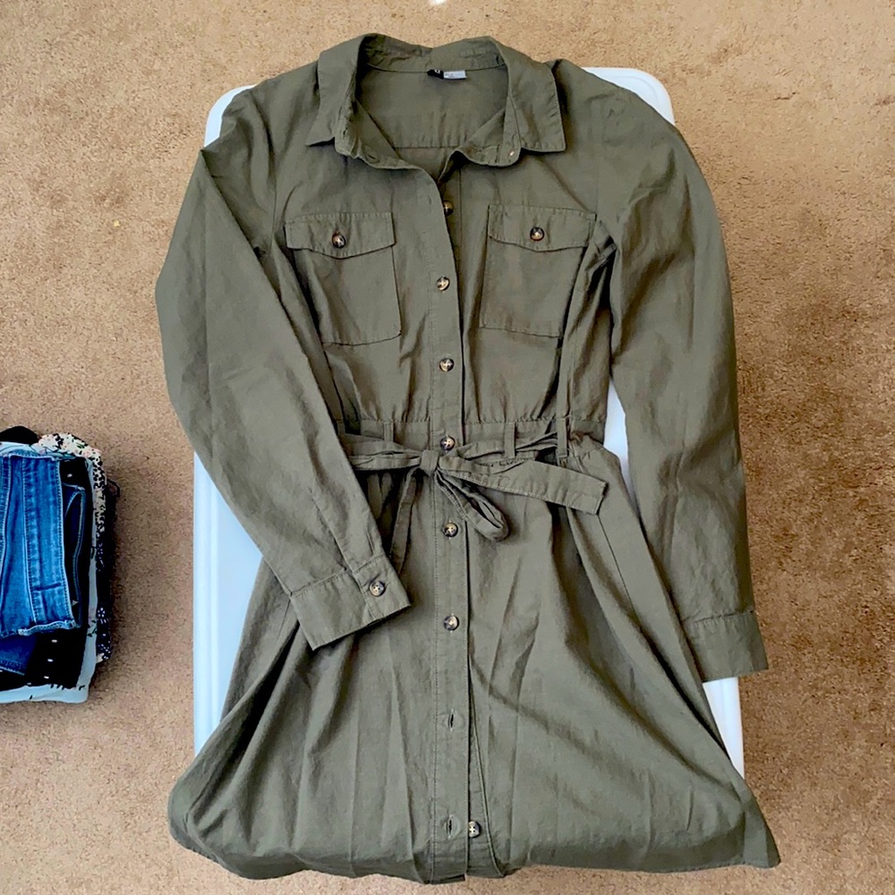 NWOT Army Green Cargo Style Dress
